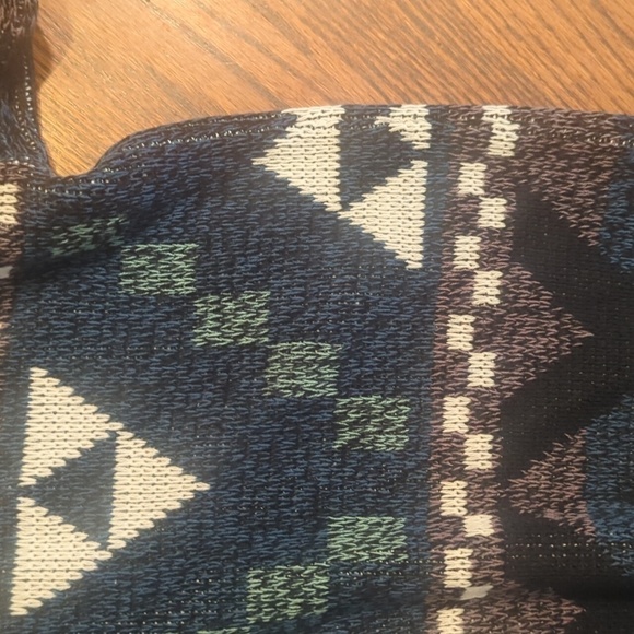 Vtg 90s grandpacore  Black Gray Green Acrylic Wild Geometric Sweater V Neck XL - Picture 6 of 8